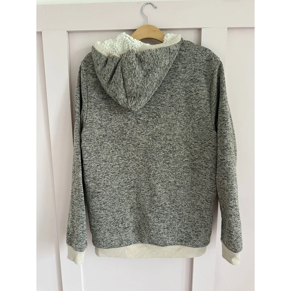 Buffalo David Bitton Mens Sherpa Lined Zip Up Hoodie Marled Grey XL